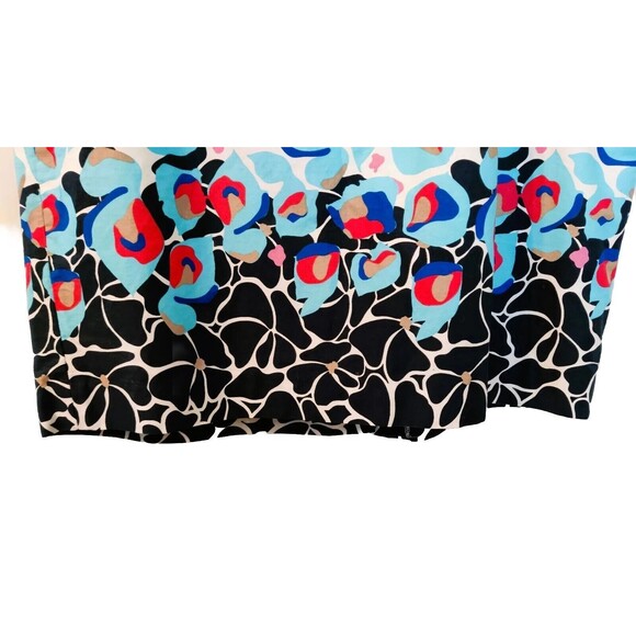 Ann Taylor skirt women 16 petite blue white orange black pattern lined stretch - Picture 3 of 7